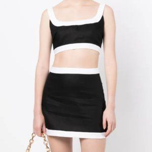 NWT! Reformation Robbie Linen Two Piece Black/White Size-8
